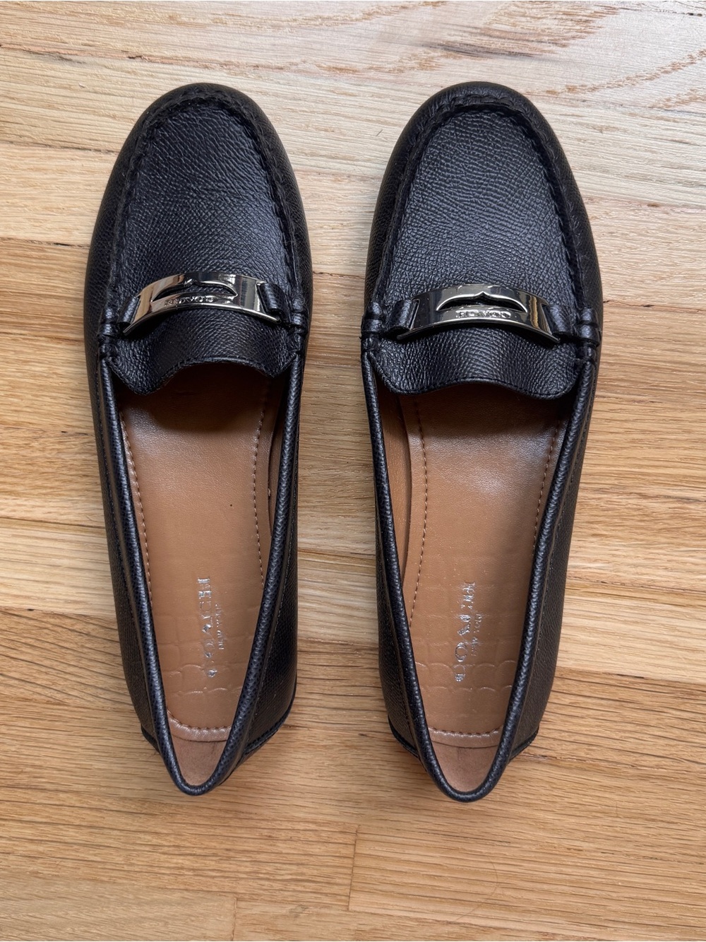 Coach Olympia Pebble Grain Leather Loafers- Women 7.5 - Picture 2 of 9